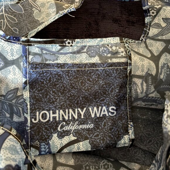 Johnny Was Blue Nylon Silky Tote Bag - Picture 6 of 13